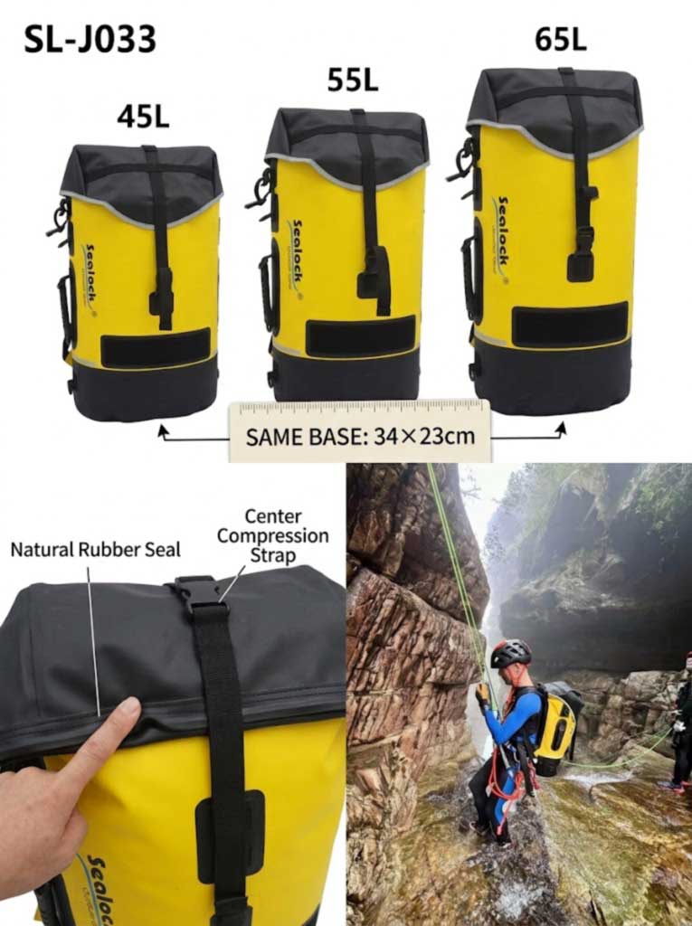 Caving and Canyoning рюкзактар ​​өндірушісі: Экспедиция брендтеріне арналған IPX8 дәнекерленген пакеттері